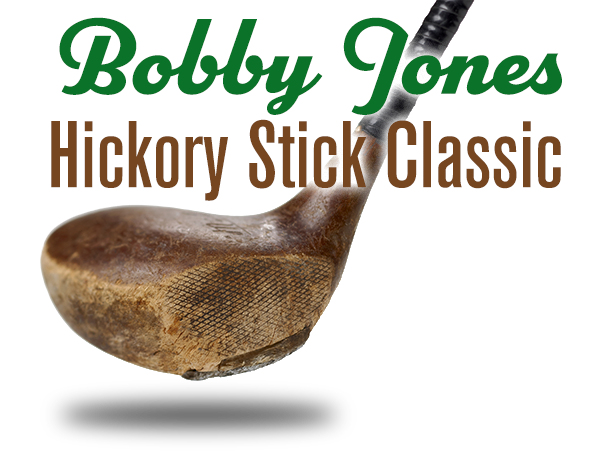 Bobby Jones Hickory Stick Classic headline on image of old golf club